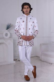 Picture of  Classy White Designer Men’s Indo-Western for Engagement and Reception
