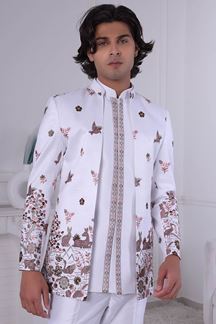 Picture of  Classy White Designer Men’s Indo-Western for Engagement and Reception