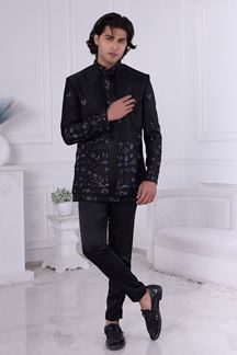 Picture of  Fancy Black Designer Men’s Indo-Western for Engagement and Reception