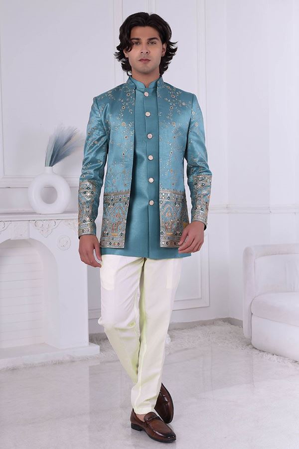 Picture of  Dashing Sky Designer Men’s Indo-Western for Engagement and Reception