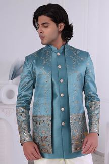 Picture of  Dashing Sky Designer Men’s Indo-Western for Engagement and Reception