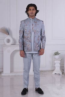 Picture of  Attractive Grey Designer Men’s Indo-Western for Engagement and Reception