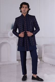 Picture of  Stylish Blue Designer Men’s Indo-Western for Engagement and Reception