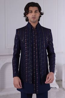 Picture of  Stylish Blue Designer Men’s Indo-Western for Engagement and Reception