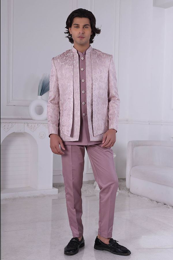Picture of  Aesthetic Light Pink Designer Men’s Indo-Western for Engagement and Reception