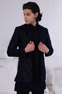 Picture of  Captivating Navy Blue Designer Men’s Indo-Western for Engagement and Reception