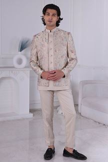 Picture of  Charismatic Golden Designer Men’s Indo-Western for Engagement and Reception