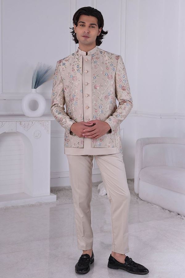 Picture of  Charismatic Golden Designer Men’s Indo-Western for Engagement and Reception