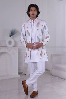 Picture of  Majestic White Designer Men’s Indo-Western for Engagement and Reception