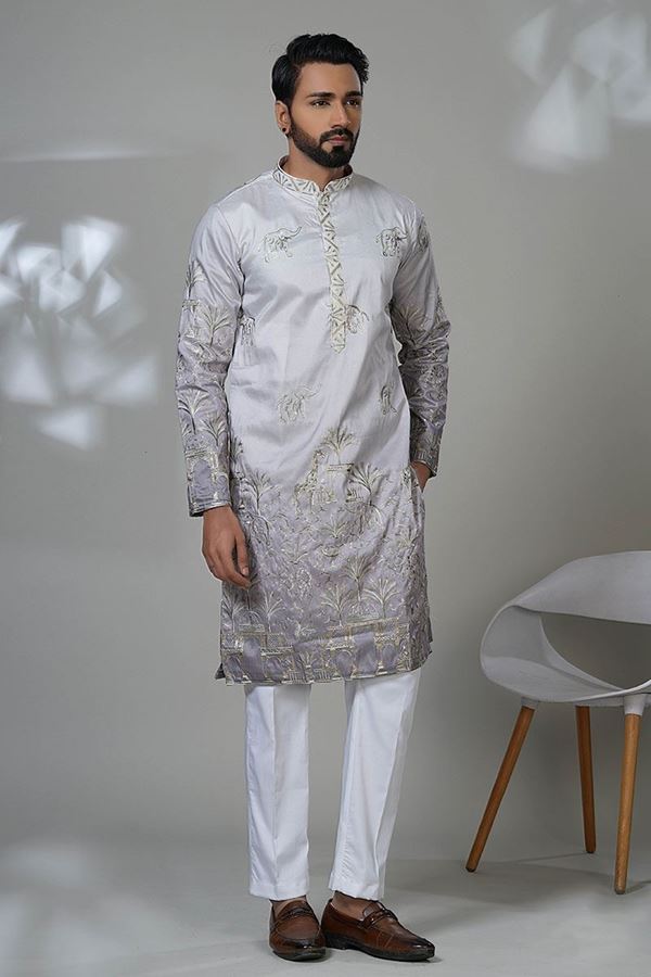 Picture of  Splendid Designer Men’s Kurta Pyjama for Festivals, Sangeet, and Parties