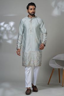 Picture of  Royal Designer Men’s Kurta Pyjama for Festivals, Sangeet, and Parties