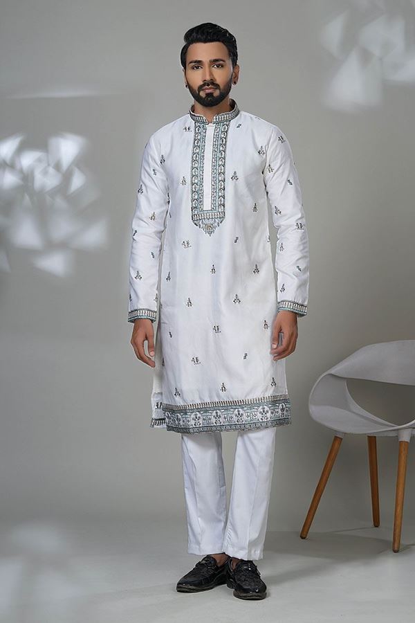 Picture of  Aesthetic Designer Men’s Kurta Pyjama for Festivals, Sangeet, and Parties