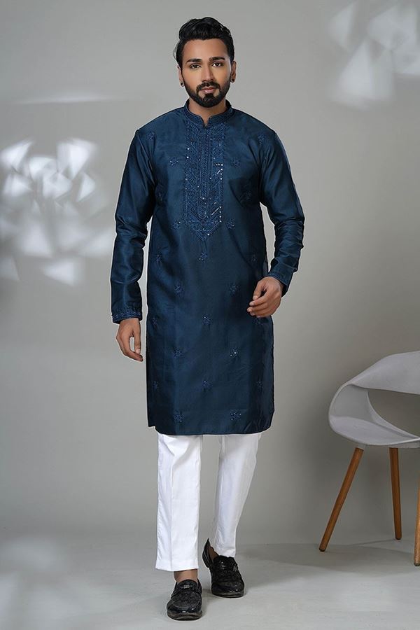 Picture of  Captivating Designer Men’s Kurta Pyjama for Festivals, Sangeet, and Parties
