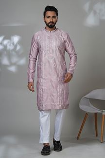 Picture of  Magnificent Pink Designer Men’s Kurta Pyjama for Festivals, Sangeet, and Parties