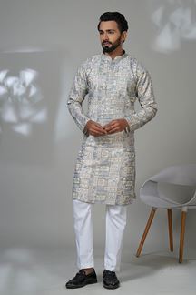 Picture of  Majestic Designer Men’s Kurta Pyjama for Festivals, Sangeet, and Parties