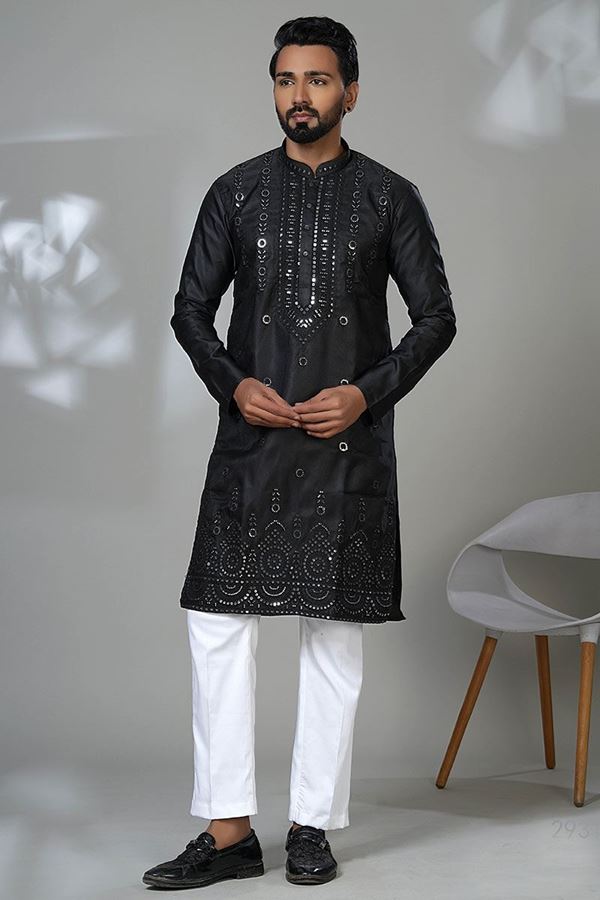 Picture of  Charming Designer Men’s Kurta Pyjama for Sangeet and Parties