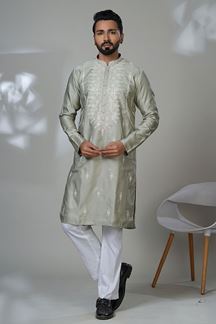 Picture of  Artistic Designer Men’s Kurta Pyjama for Festivals, Sangeet, and Parties