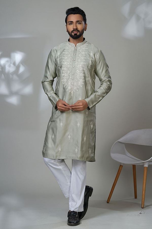 Picture of  Artistic Designer Men’s Kurta Pyjama for Festivals, Sangeet, and Parties