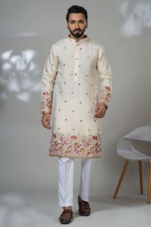 Picture of  Captivating Designer Men’s Kurta Pyjama for Festivals, Sangeet, and Parties