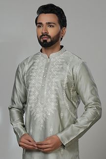 Picture of  Artistic Designer Men’s Kurta Pyjama for Festivals, Sangeet, and Parties