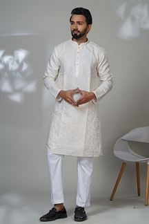 Picture of Splendid Designer Men’s Kurta Pyjama for Festivals, Sangeet, and Parties