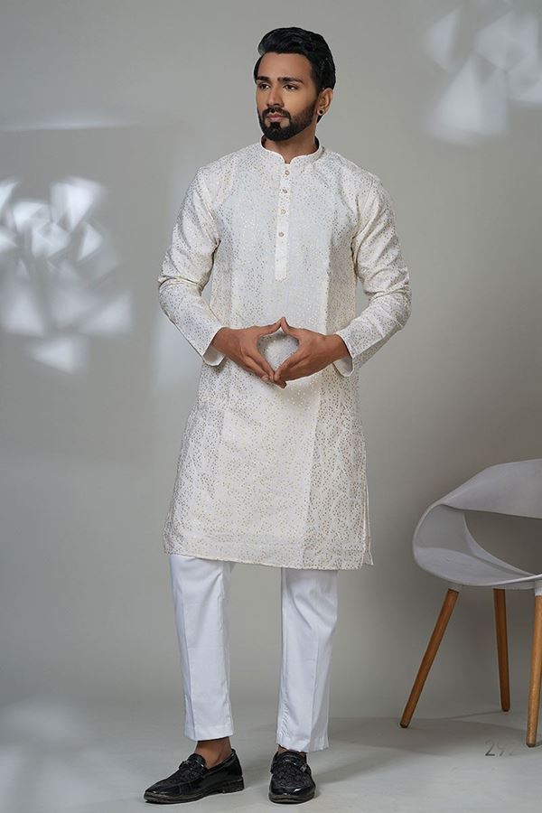 Picture of Splendid Designer Men’s Kurta Pyjama for Festivals, Sangeet, and Parties