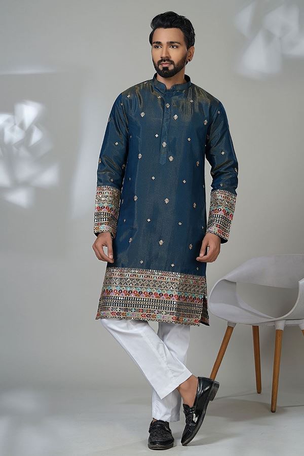 Picture of  Aesthetic Designer Men’s Kurta Pyjama for Festivals, Sangeet, and Parties