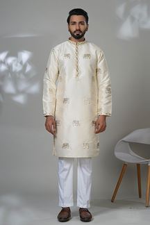 Picture of  Fancy Designer Men’s Kurta Pyjama for Festivals, Sangeet, and Parties