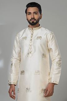 Picture of  Fancy Designer Men’s Kurta Pyjama for Festivals, Sangeet, and Parties