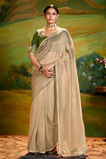 Picture of  Breathtaking Tissue Organza Designer Saree for Sangeet and Parties