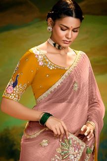 Picture of  Captivating Tissue Organza Designer Saree for Engagement, Sangeet, and Parties