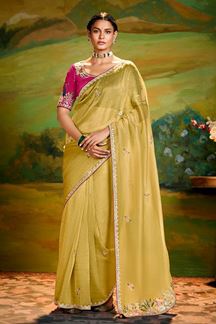 Picture of  Charismatic Tissue Organza Designer Saree for Haldi, Sangeet, and Parties