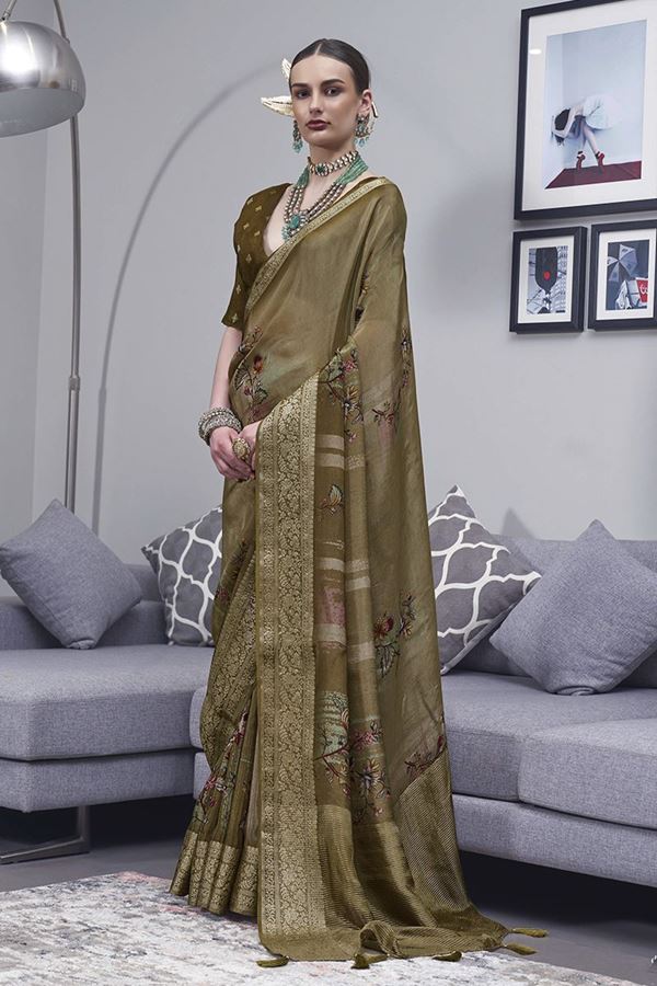 Picture of  Flamboyant Silk Designer Saree for Engagement, Sangeet and Parties
