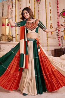 Picture of Impressive Viscose Cotton Designer Navratri Lehenga Choli for Garba Dance and Festival Celebrations