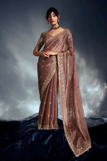 Picture of  Aesthetic Pure Silk Designer Saree for Engagement, Wedding, and Reception