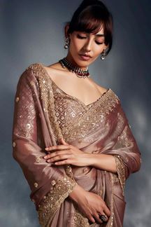 Picture of  Aesthetic Pure Silk Designer Saree for Engagement, Wedding, and Reception