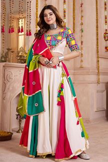 Picture of  Divine Viscose Cotton Designer Navratri Lehenga Choli for Garba Dance and Festival Celebrations