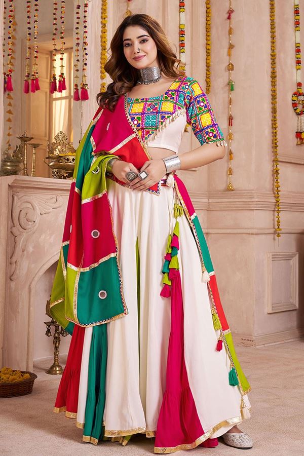Picture of  Divine Viscose Cotton Designer Navratri Lehenga Choli for Garba Dance and Festival Celebrations