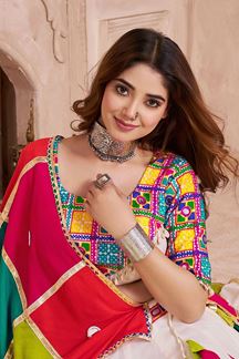 Picture of  Divine Viscose Cotton Designer Navratri Lehenga Choli for Garba Dance and Festival Celebrations