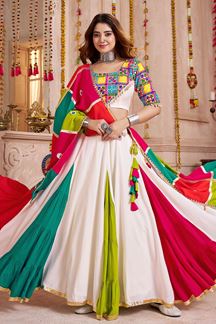 Picture of  Divine Viscose Cotton Designer Navratri Lehenga Choli for Garba Dance and Festival Celebrations