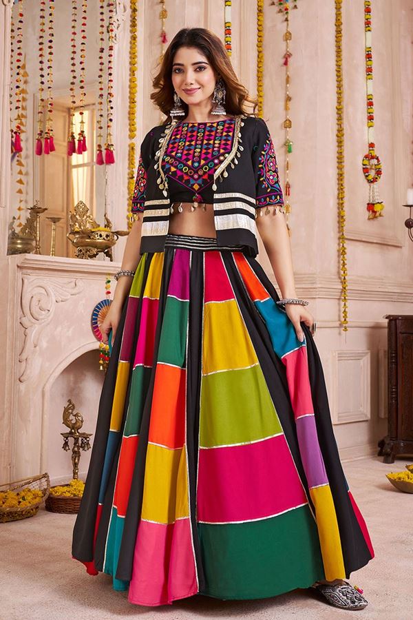 Picture of  Fascinating Viscose Cotton Designer Navratri Lehenga Choli for Garba Dance and Festival Celebrations
