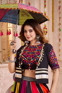 Picture of  Fascinating Viscose Cotton Designer Navratri Lehenga Choli for Garba Dance and Festival Celebrations