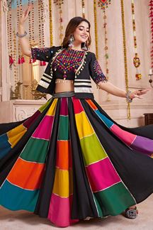 Picture of  Fascinating Viscose Cotton Designer Navratri Lehenga Choli for Garba Dance and Festival Celebrations