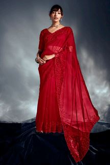 Picture of  Lovely Pure Silk Designer Saree for Wedding and Reception