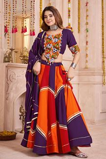 Picture of  Gorgeous Viscose Cotton Designer Navratri Lehenga Choli for Garba Dance and Festival Celebrations