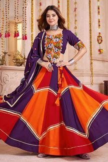 Picture of  Gorgeous Viscose Cotton Designer Navratri Lehenga Choli for Garba Dance and Festival Celebrations