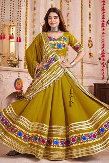 Picture of  Astounding Viscose Cotton Designer Navratri Lehenga Choli for Garba Dance and Festival Celebrations