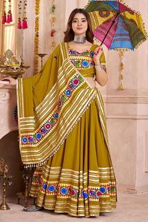 Picture of  Astounding Viscose Cotton Designer Navratri Lehenga Choli for Garba Dance and Festival Celebrations