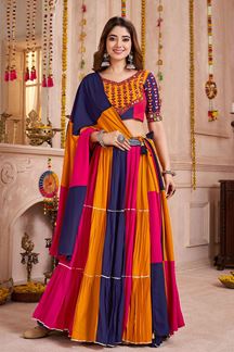 Picture of  Magnificent Viscose Cotton Designer Navratri Lehenga Choli for Garba Dance and Festival Celebrations