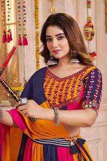 Picture of  Magnificent Viscose Cotton Designer Navratri Lehenga Choli for Garba Dance and Festival Celebrations
